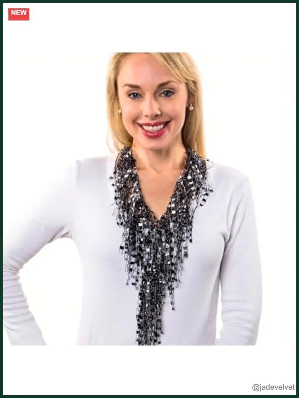 Lightweight Infinity Scarf Necklace Metallic Threading Fashion Scarf Jewelry